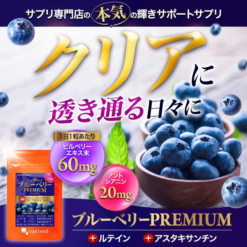 ogaland 111000110971001 Blueberry Premium Eye Supplement (30 Tablets / Approx.
