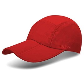 Unisex Foldable UPF 50+ Sun Protection Quick Dry Baseball Cap Portable Hats, Red