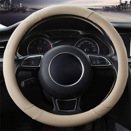 Universal Car Steering Wheel Cover, Heavy-Duty, Leather, 37-38 cm / 15 Inches, Non-Slip Steering Wheel Protector.