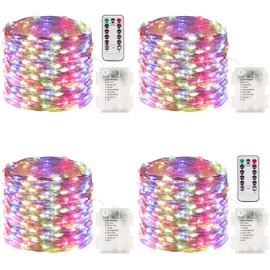 4 Pack Fairy Lights Battery Operated with Remote 33FT 100 LED Multicolor
