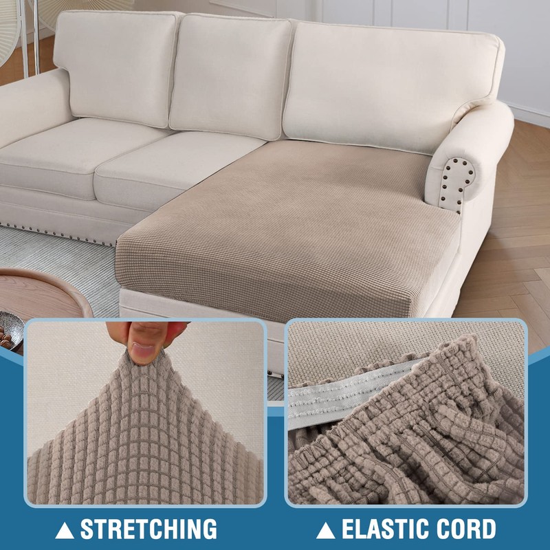 H.VERSAILTEX Sectional Couch Covers 1 Piece Chaise Slipcover L Shape