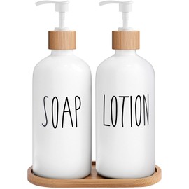 MOMEEMO White Soap Dispenser Bathroom Set, Soap and Lotion Dispenser Set Suitable for Bathroom Accessories Decor. (White)