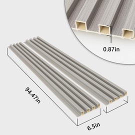 Eazart 3D Slat Wall Panels, WPC Wood Strip Texture Panels for Modern Home Decor, 96 x 96in, 8-Pack(Grey)