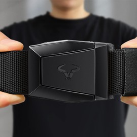 BULLIANT Tactical Belt Men's Work Belt Military Hiking 3.8 cm Quick Release Metal Buckle, Black2650