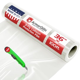 ArmorDillo High Tack Collision Wrap -Free Utility Knife. Full 3 Mil 3-Ply Self Adhesive Crash Wrap for Cars, Collision, Towing, Salvage & Auto Repair, 60 Day UVI Protection - 36" x100ft