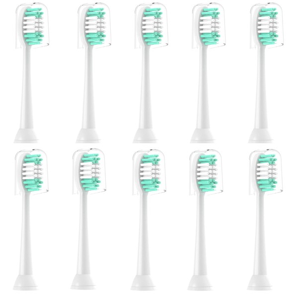 Replacement Toothbrush Heads Compatible with AquaSonic Black Series 10 Pack Everystep for Vibe Series Black Series pro, and for Duo Series pro Electric Toothbrush,White