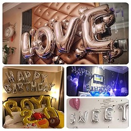 Lepep 40 cm Silver Balloons Numbers from 0 to 9 Letters from A to Z Party Decoration Balloons for Birthday Baby Shower Bridal Shower Wedding Prom Decoration Foil Balloons (Letter G)