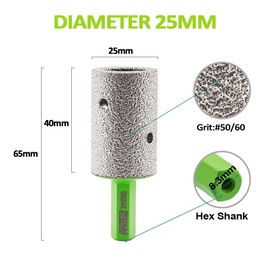 FACHLICH Diamond Finger Milling Bit- 25mm Hex Shank for Enlarging Shaping and Milling Holes in Porcelain Ceramic Tile Marble