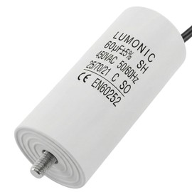 Lumonic Starting Capacitor 60µF 450V with Cable I 45 x 100 mm I 60uF I Motor Capacitor with Plastic Housing I Operating Capacitor I for Pumps, Lawnmowers, Tools
