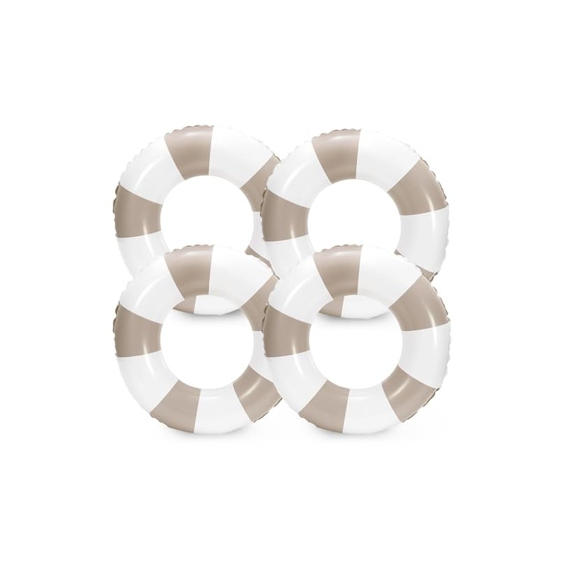 Whaline 4Pcs Inflatable Swimming Float Toy Striped Swim Ring Fun