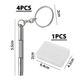 4 Piece Mini Eyeglass Screwdriver with 1 Piece Storage Box, Stainless Steel Repair Kit (Silver, Blue)