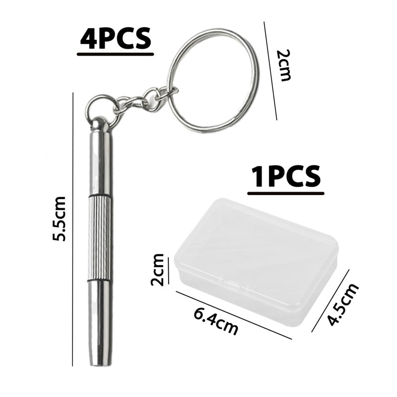 4 Piece Mini Eyeglass Screwdriver with 1 Piece Storage Box,
