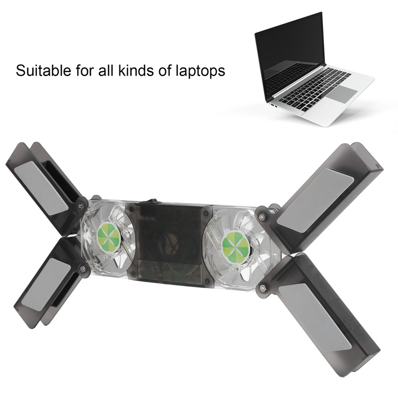 Laptop Cooler Pad Dual Fan Light Emitting Notebook Speaker Foldable