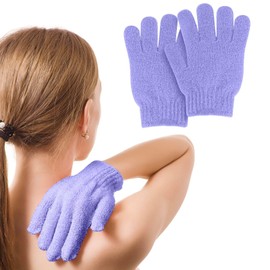 MOLOPPO 2 PCS Exfoliating Glove, Scrub Gloves Exfoliating, loofah, Body Exfoliator, Bath Gloves（Purple）