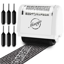 Miseyo Identity Theft Protection Roller Stamp Set - White (6 Refill Ink Incleded)