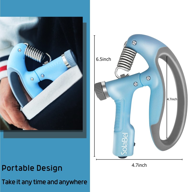 SolaBel Hand Grip Strengthener Set (3 Pack)- Adjustable Up To