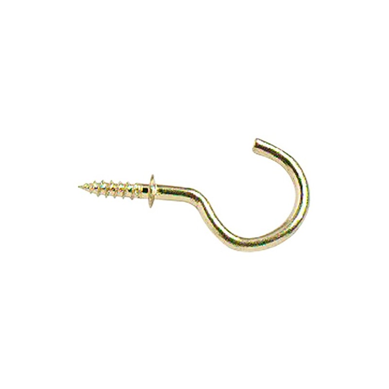 Merriway BH03805 (20 Pcs) Electro Brass Plated Shouldered Cup Hooks,
