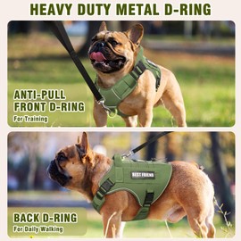 MOOGROU Tactical Dog Harness Medium Sized Dog,No Pull Military Dog Vest with Handle&Molle,Reflective Heavy Duty Pet Harness for K9 Working Walking Hiking Training Green M