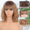 MISSQUEEN Short Blonde Wig with Bangs Synthetic Curly Wavy Ombre