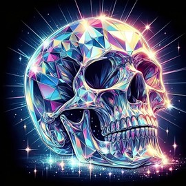 5D Diamond Painting Kits for Adults Beginners, Shiny Skull Diamond Art, DIY Full Round Drill Diamond Dot Gem Art Kits for Adults, Home Wall Decor 13.78x13.78 Inch