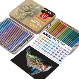 KALOUR 50 Piece Metallic Colored Pencils, Soft Core with Vibrant Color,Ideal for Drawing, Blending, Sketching, Shading, Coloring for Adults Kids Beginners