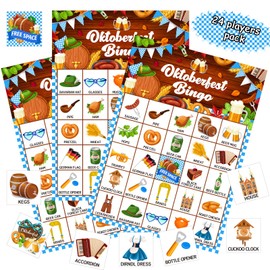 Shappy 35 Pcs Oktoberfest Bingo Games 24 Players Beer Festival Bingo Cards German Party Favors for Boys Girls Adults Family Classroom Activities Oktoberfest Birthday Party Supplies