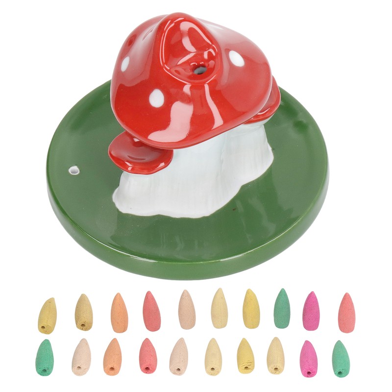 Mushroom Backflow Incense Burners Cute Waterfall Incense Holder with 20