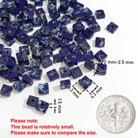 Firstmeet Square Imperial Jasper Beads for Jewelry Making Adults DIY Multi-Color Beaded Bracelet Accessories(DIY-1024-Dark blue)