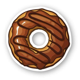 Squiddy Chocolate Glaze Donut Yum Food Dessert - Vinyl Sticker (8" Wide)