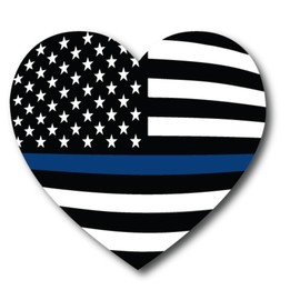 Magnet Me Up Thin Blue Line - Calcomanía magnética de corazón con bandera americana, 5 pulgadas, imán automotriz resistente para coche, camión, SUV, en apoyo de policía y agentes del orden, fabricado