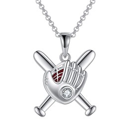 VONALA Baseball Necklace Sterling Silver Sports Necklace Baseball Pendant Jewelry Gifts for Men Women Boy Girls