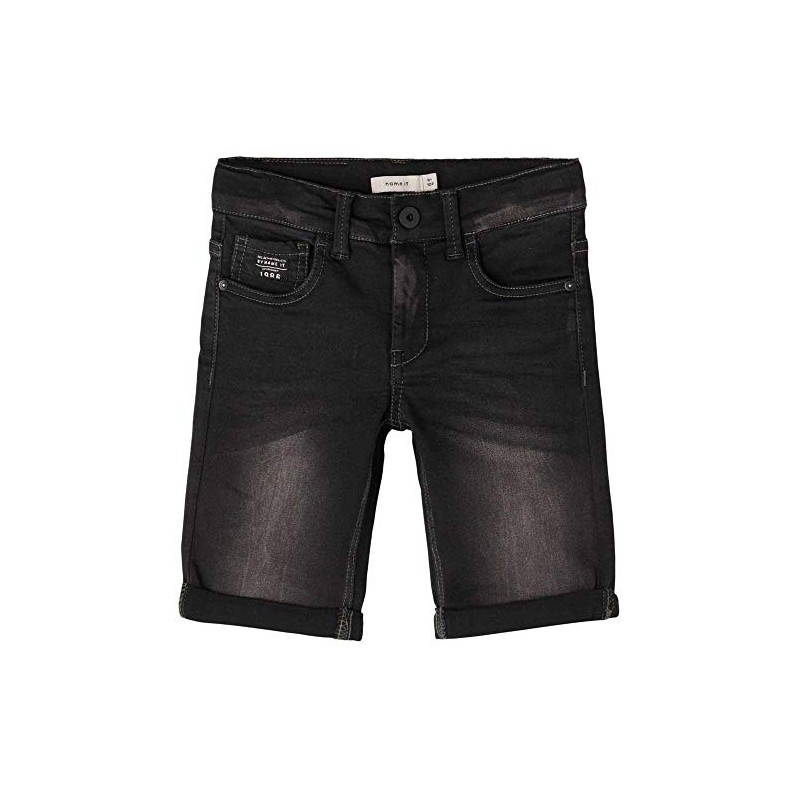 NAME IT Boys' Denim Long Shorts with Pockets, black denim