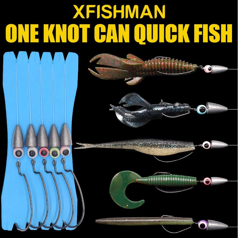 Texas-Rigs-for-Bass-Fishing-Leaders-with-Weights-Hooks-Rigged-Line-Kit (5/0 Hooks-3/8 oz Weight-5pcs)