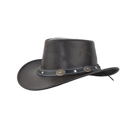 Black Jungle Cowboy Leather Hat - Reedley Size L