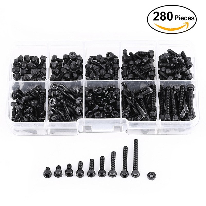 Hex Nuts + Hex Socket Bolts M3 280 Pcs Repair