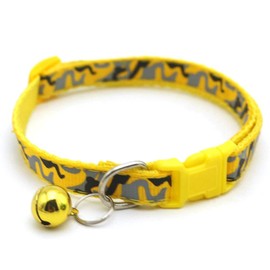 Doggie Style Store Small Dog Puppy Pet Collar Camo Camouflage Design with Bell Nylon Adjustable Size 19-32cm Yellow