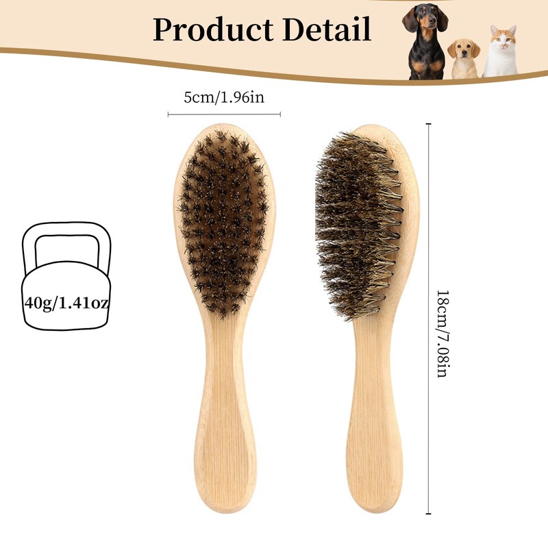 Soft Boar Bristle Dog Brush for Short Haired, Gentle Deshedding
