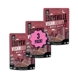 Louisville Vegan Jerky - Maple Bacon Vegan Meat - Lip-Smacking Vegan-Friendly & Vegetarian Jerky - Non-GMO Soy Protein, Gluten-Free High Protein Vegan Snacks - 3 oz, 3 Pack