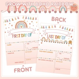 Pajean First Day and Last School Board Boho Back to Sign Chalkboard Photo Prop Rainbow 1st Chalk for Kids Preschool Kindergarten 13.8x9.8in (Pink)