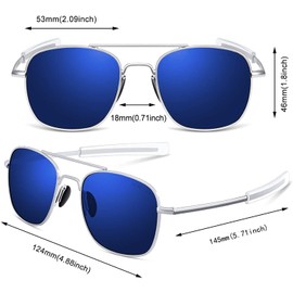 ACBLUCE Pilot Aviator Sunglasses for Men Women Military Navigator Army Polarized Retro Classic Blue Glasses
