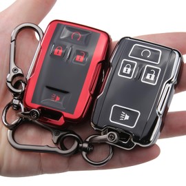 LIANGYM 2-Pack for GMC Chevy Key Fob Cover, 4-Button TPU Case Accessories