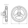 Ganter Normelemente | Aluminium Handwheel | DIN 950-AL-160-B14-A | Diameter