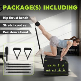 HANDBODE Hip Thrust Bench, Multi-Functional Slip-Free Hip Thrust Machine for Glute Bridge, Box Jump, Push-Ups, Squat, Ab Exercise, Suitable for Home & Gym, Black/Green
