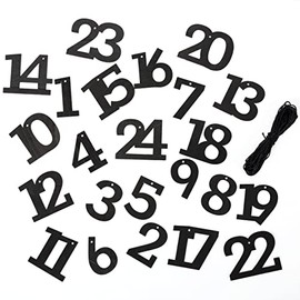 Papierdrachen 24 Advent Calendar Wooden Numbers with Cotton Cord - Black - Elegant Decoration for Your Christmas Calendar - for Children and Adults - Set 7