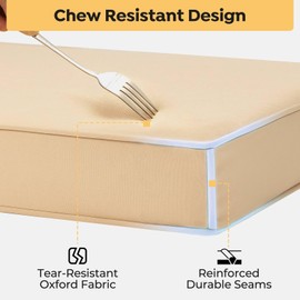 Veehoo Chew Proof Dog Bed for Crate-Durable Dog Bed with Hidden Zipper, Outdoor Waterproof Dog Bed with Removable Washable Cover, Memory Foam Dog Crate Bed for Medium Large Dogs