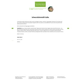 Sanct Bernhard Black Cumin Oil Ointment with Jojoba Oil, Marigold Oil, Avocado Oil & Grain Germ Oil 2 x 100 ml