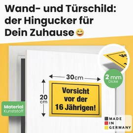 DankeDir! 16th Birthday Girl Gift Idea: 'Beware of the 16 Years' Plastic Sign 30 x 20 cm Wall Mounted Party Decoration