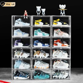 Case 2x 4x 8x Magnetic Drop Side Shoe Box Storage Containers Sneaker Display Cases - 8, Ex Clear