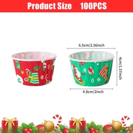 100 Pcs Christmas Cupcake Wrappers Cupcake Liners Xmas Cupcake Cases Christmas Tree and Snowman Christmas Party Decoration Cupcake Holders for Christmas Party Dessert Decoration