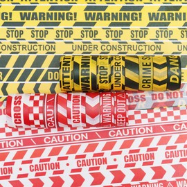 YUBX Caution Line Washi Tape Set 16 Rolls Yellow Red Boundary Masking Transportation Toy Decorative Tapes for Arts, DIY Crafts, Journals, Planners, Scrapbook, Wrapping